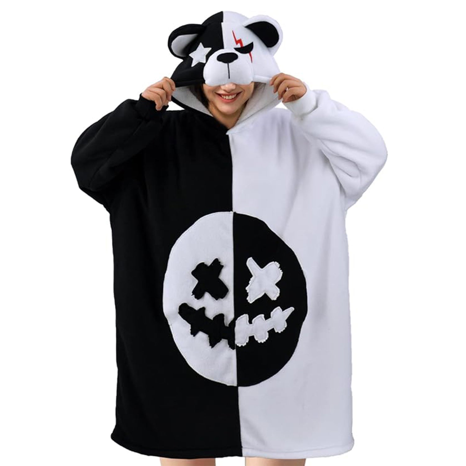 Black and White Bear Wearable Blanket Oversized - vavalad