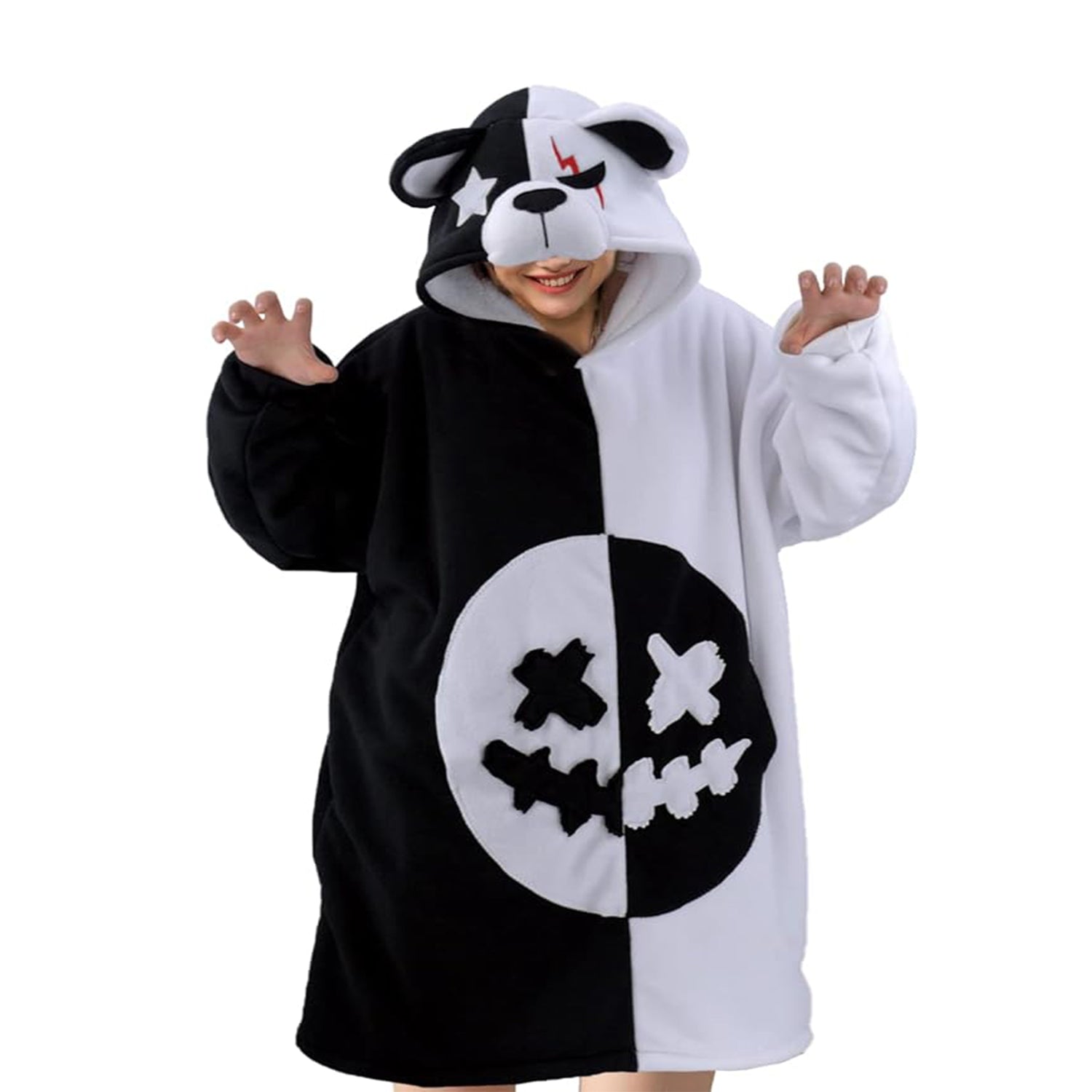 Black and White Bear Wearable Blanket Oversized - vavalad