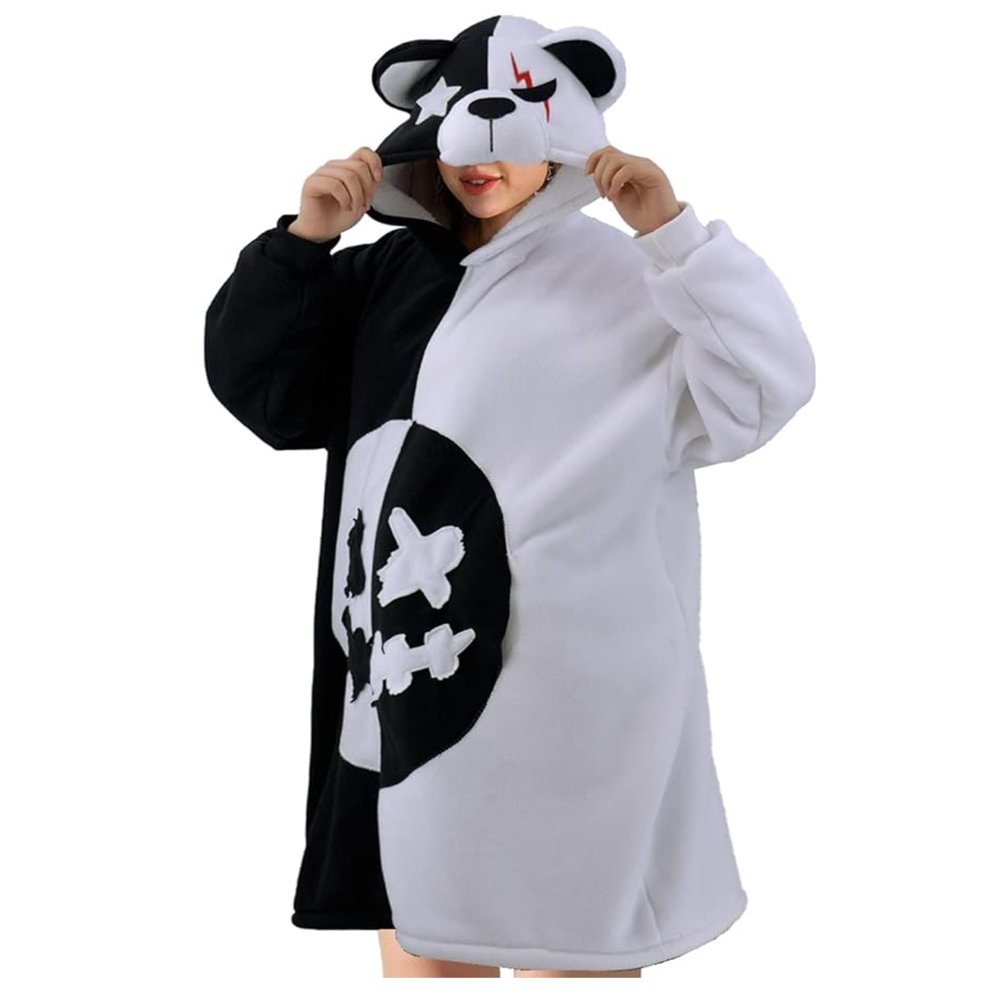 Black and White Bear Wearable Blanket Oversized - vavalad