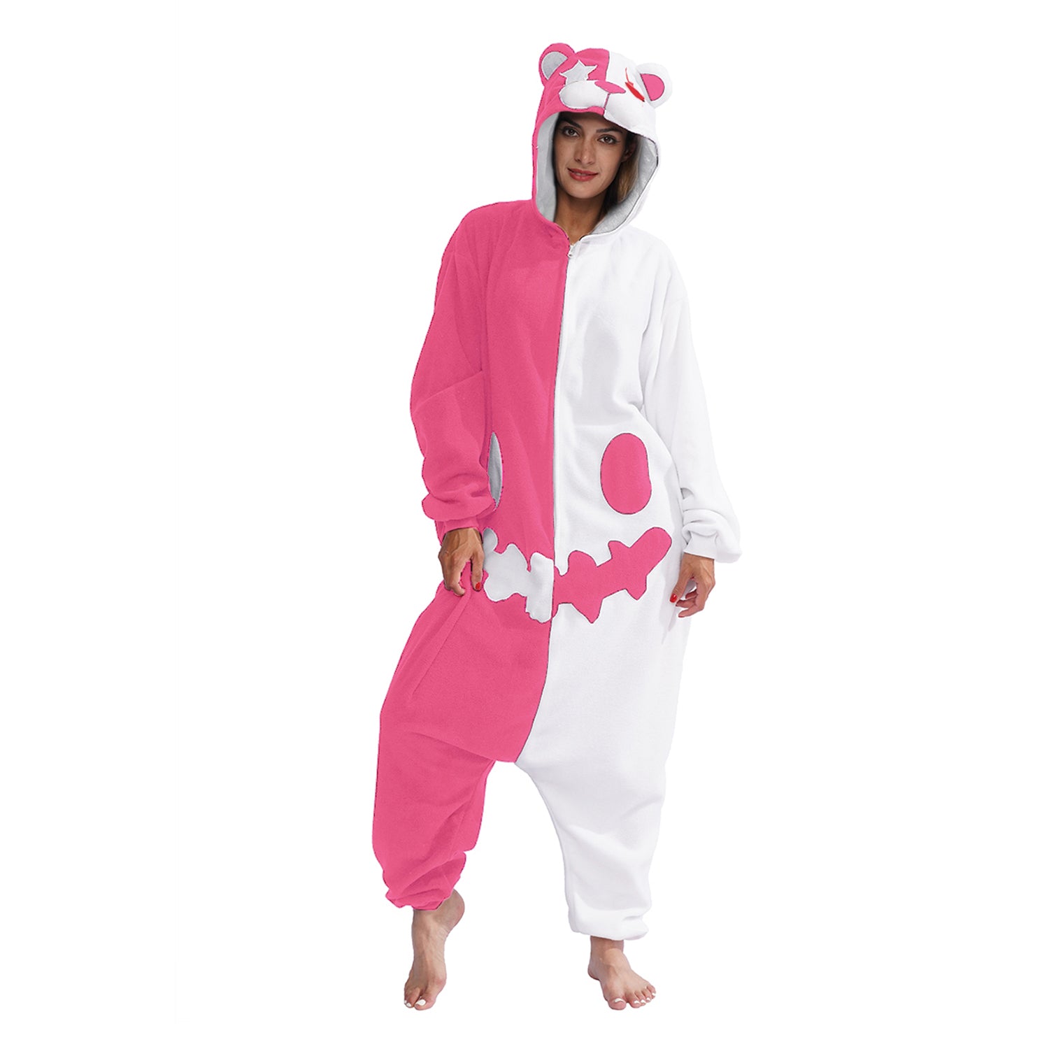 Pink-White Bear Costume Pajamas - vavalad