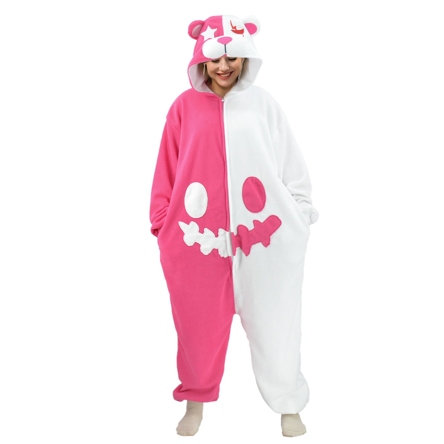 Pink-White Bear Costume Pajamas - vavalad