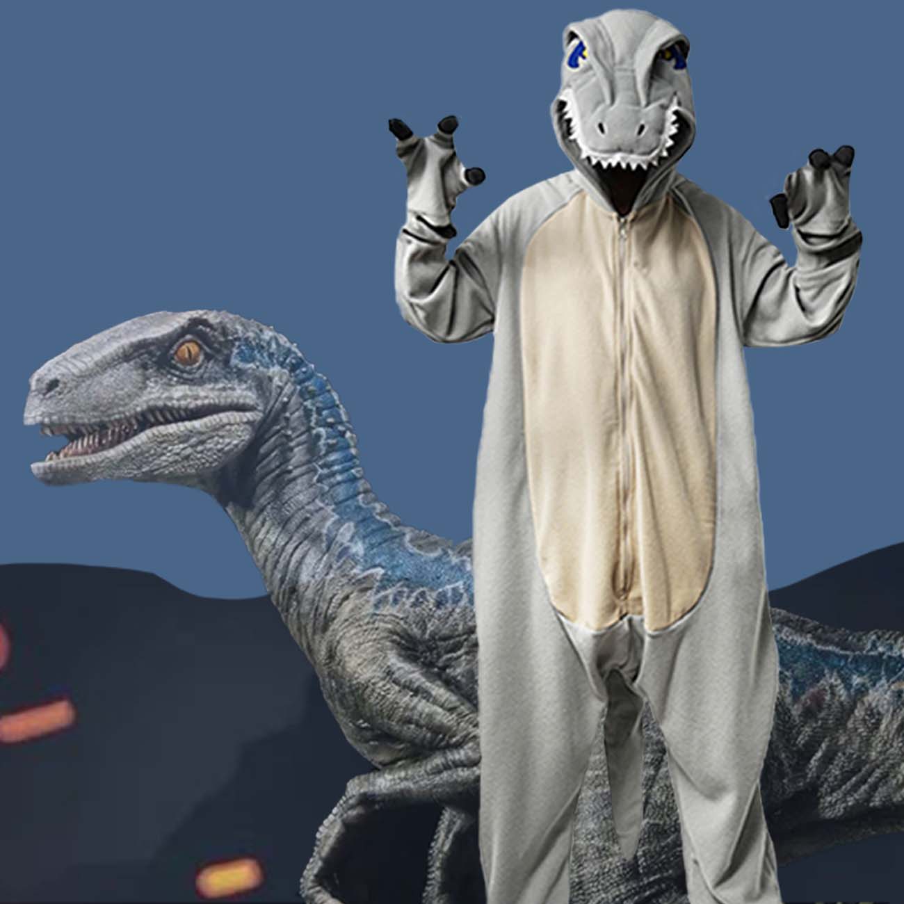 Velociraptor Onesie Dinosaur Costume