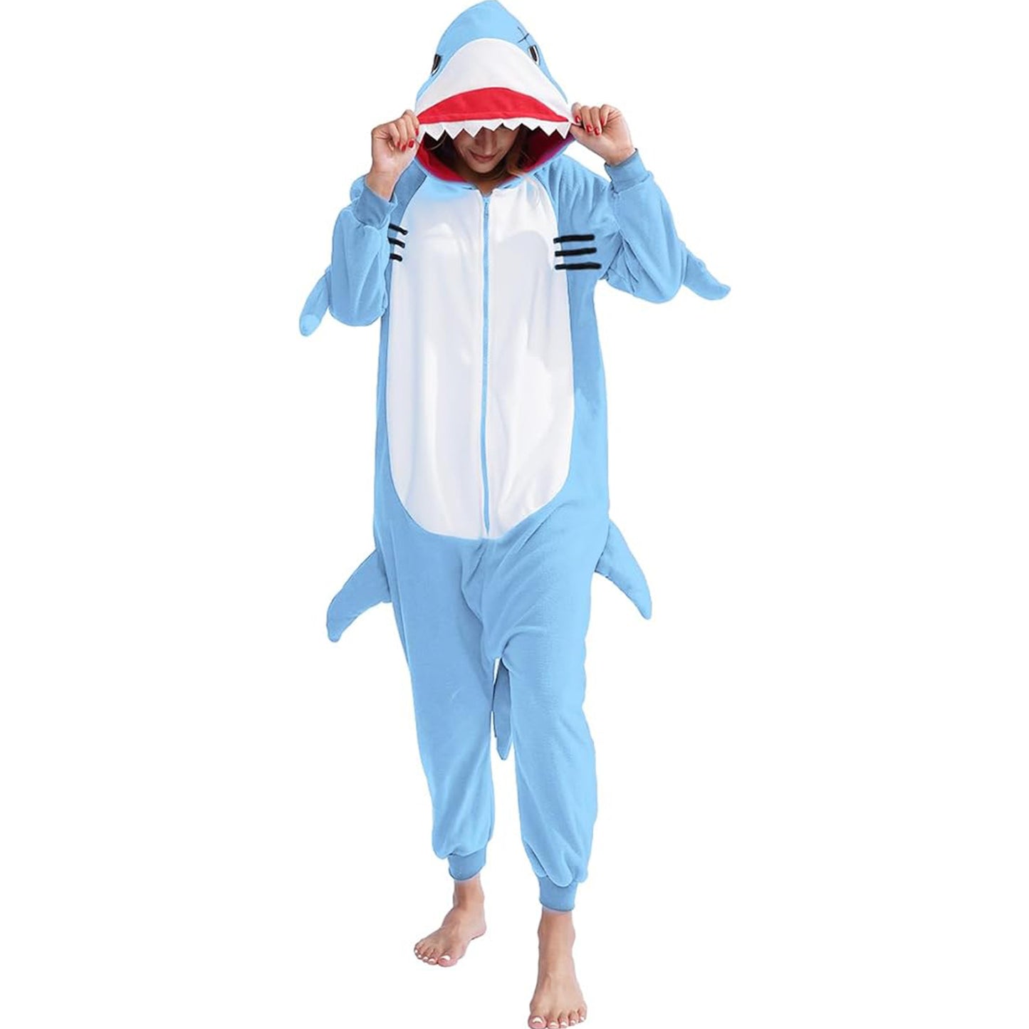 Pale Blue Shark Onesie pajamas - vavalad