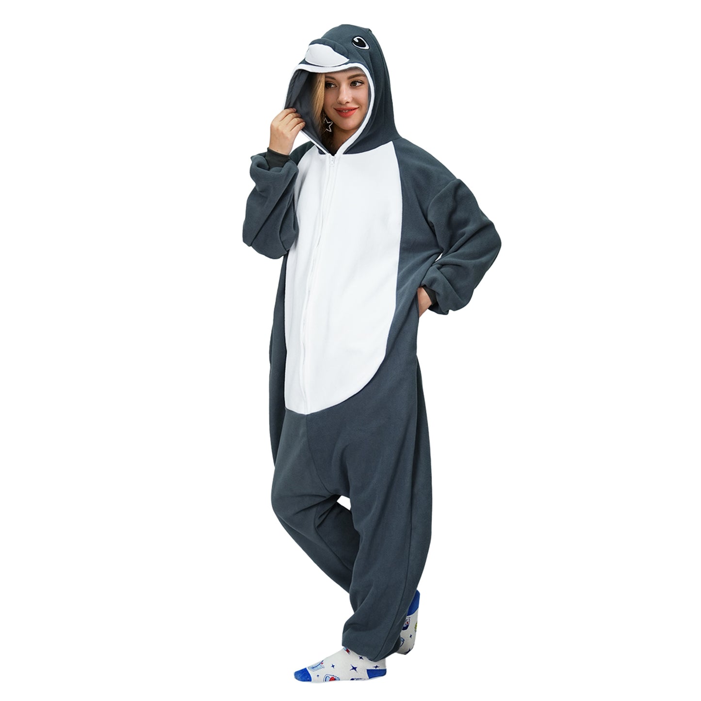 Dark Grey Dolphin Costume Onesie Pajamas