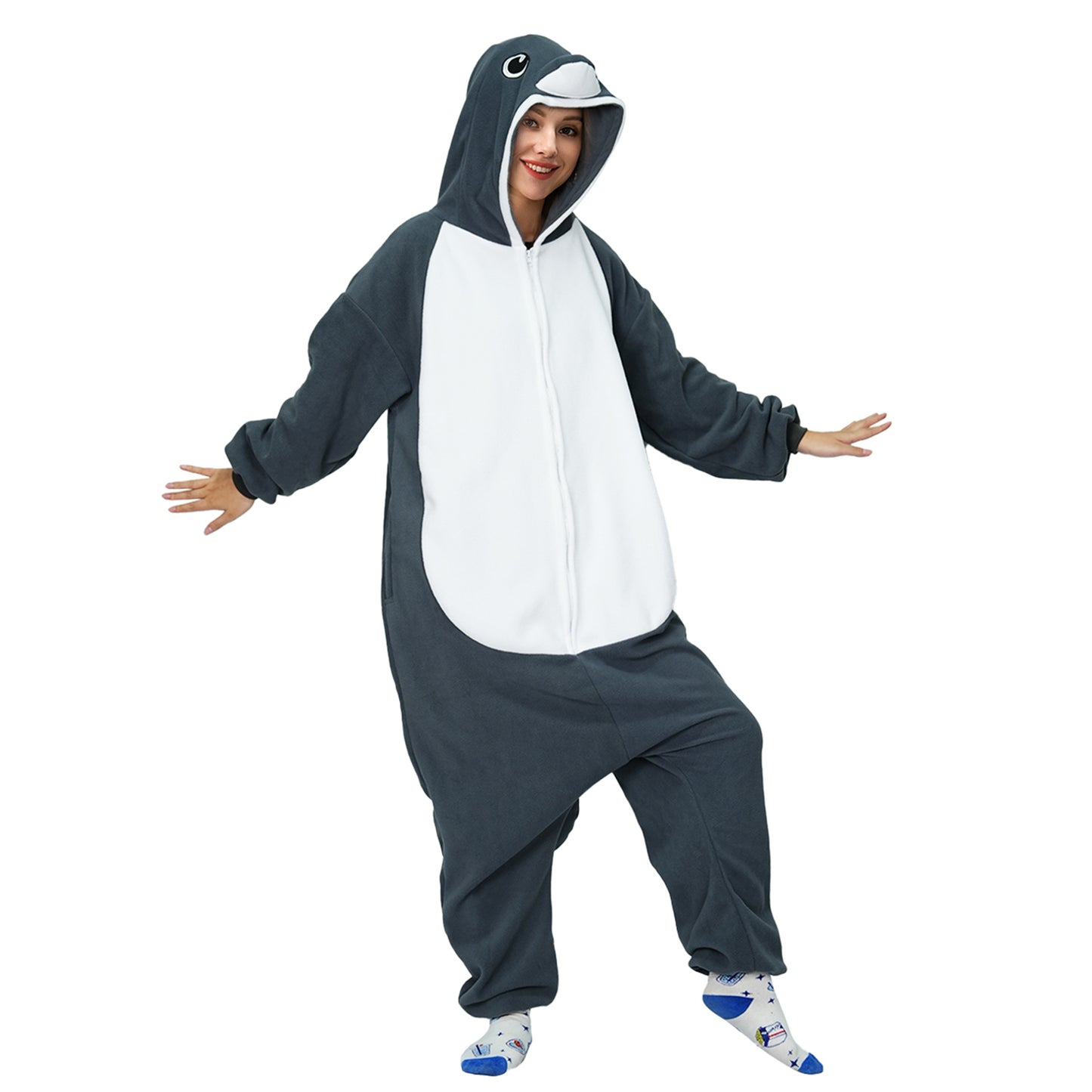 Dark Grey Dolphin Costume Onesie Pajamas