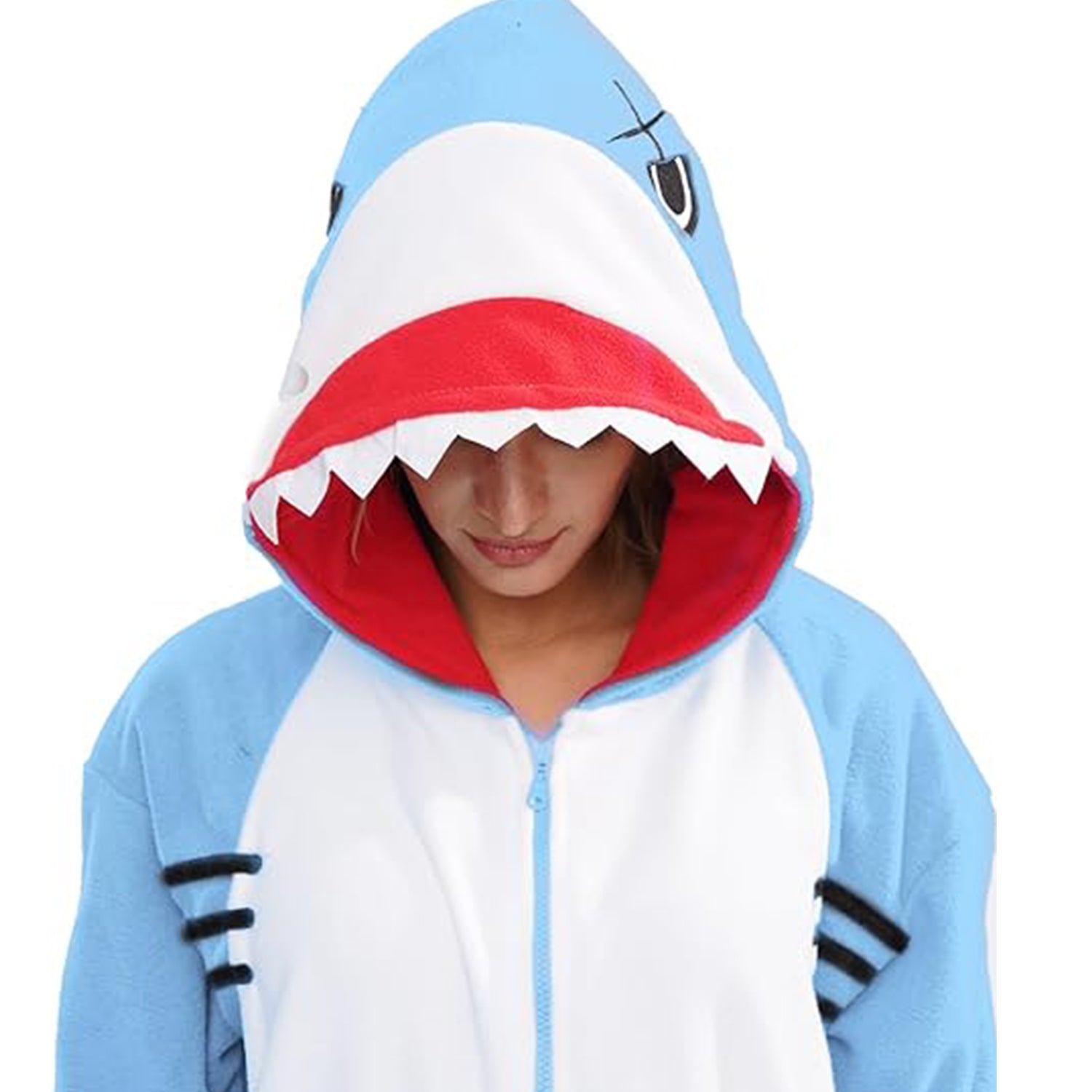 Pale Blue Shark Onesie pajamas - vavalad