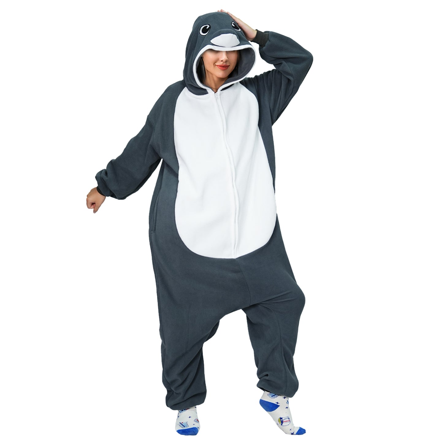 Dark Grey Dolphin Costume Onesie Pajamas