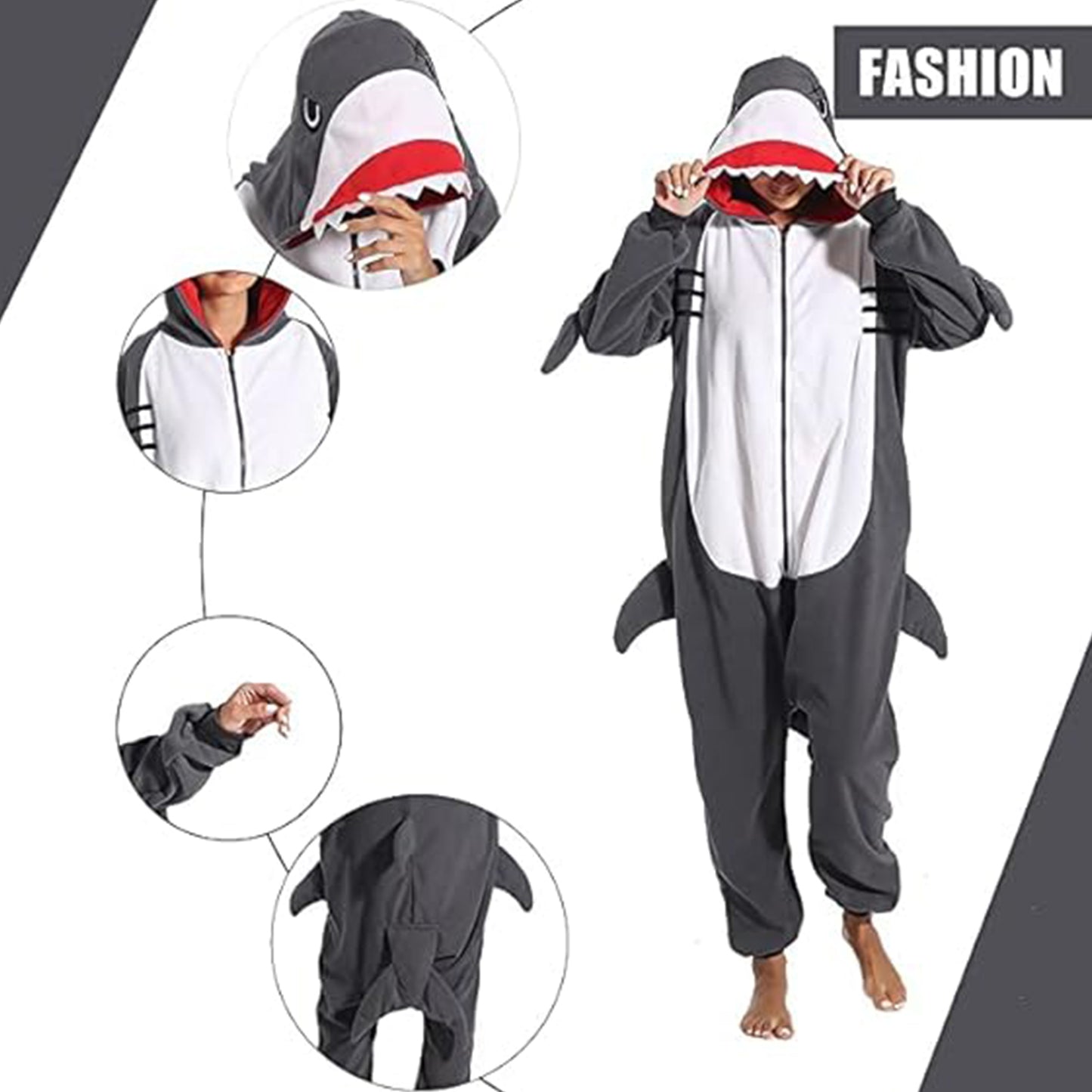 New Grey Shark Onesie pajamas - vavalad