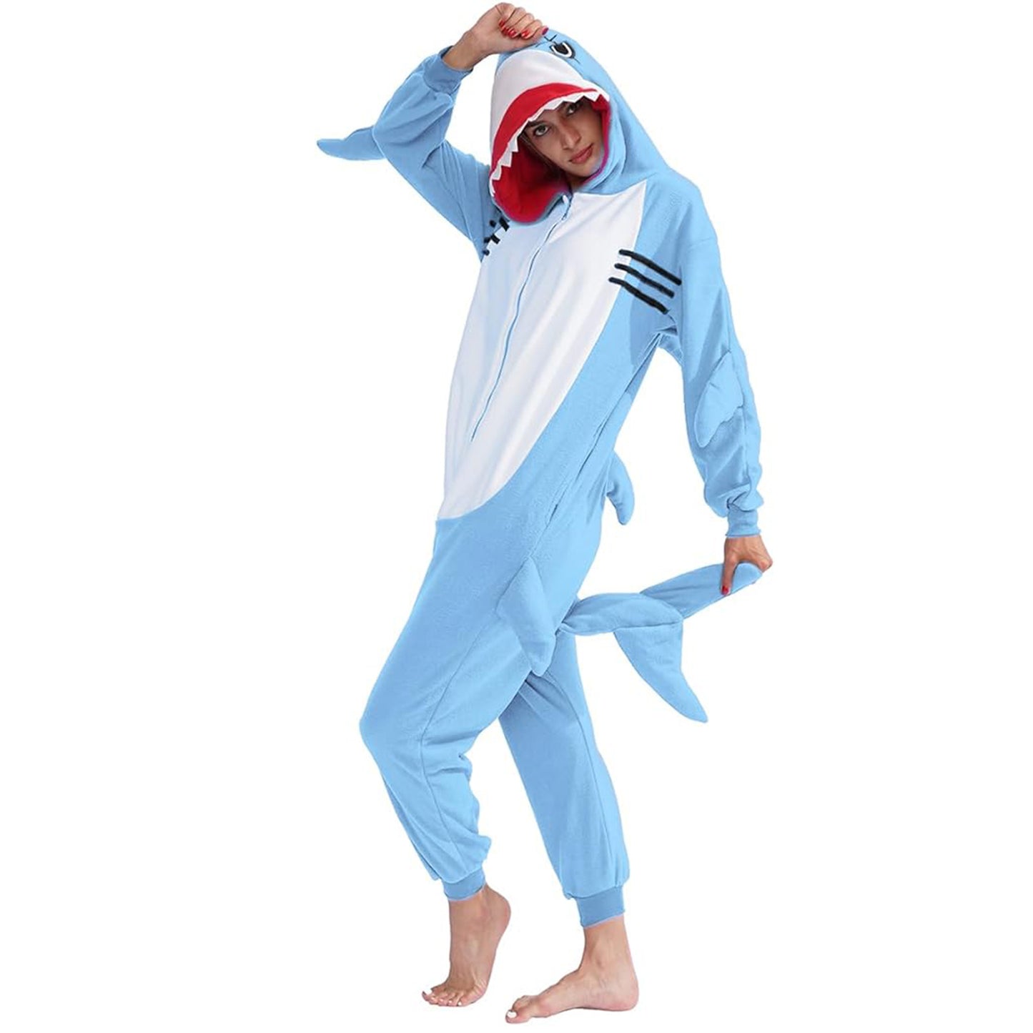 Pale Blue Shark Onesie pajamas - vavalad